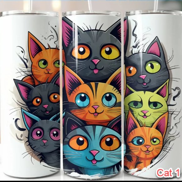 CATS TUMBLER CUP - 20 oz Stainless w Lid - Choose style- NWT for hot/cold - Picture 3 of 14